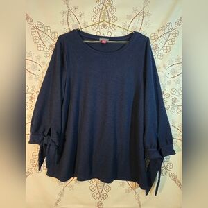 Vince Camuto Midnight Blue Blouse with Tie Sleeves L